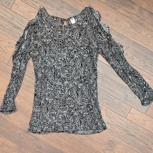 Old Navy Black and White Paisley Top
